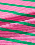 Pink Stripe Waffle Knit Crew Neck Plus Size Sweatshirt