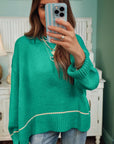 Colorblock Contrast Trim Drop Shoulder Baggy Sweater