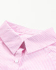 Striped Casual Shirred Cuffs Shirt