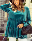 Jasmine Velvet V Neck Puff Sleeve Blouse