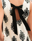 Geometric Sleeveless Hollow Bow-Back Mini Dress