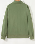 Stripe Contrast Collared Patchwork Sweatshirt