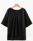 Plus Size Rhombus Pointelle Knit V-Neck Top