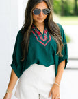 Janiyah Patchwork Half Sleeve Blouse
