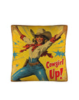 Vintage Cowgirl Up Throw Pillow Case 18 x 18 Made in America