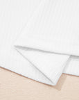 Solid Ribbed Knit Ruffle Short Sleeve T-Shirt