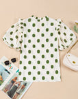 Nylah Polka Dot Shirred Yoke Blouse