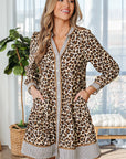 Leopard Stripe Trim V-Neck Mini Dress