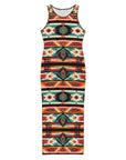 Baha Ranch Santa Fe Sleeveless Bodycon Side Slit Western Maxi Long Dress