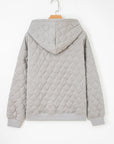 Plus Size Solid Quilted Quarter Zip Hoodie