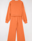Solid Puff Sleeve Top and Drawstring Pants Set