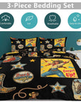 Vintage Cowgirl Collage Design 3-Piece Bedding Set (1 Duvet Cover + 2 Pillow Shams) – 102"×90"