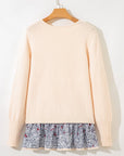 Mary Cable Texture Bohemian Ruffle Hem Sweater