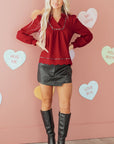 Alma Contrasted Trim Textured Blouse