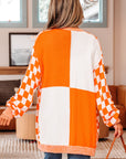 Wrenley Checkered Open Front Drop Shoulder Cardigan