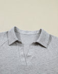 Collared V-Neck Tee & Drawstring Shorts Set