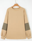 Plus Size Reverse Seam Patchwork Drop Shoulder Top