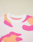 Leopard Round Neck Drop Shoulder Sweater