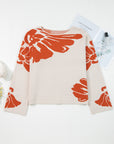 Floral Wide Long Sleeve Sweater