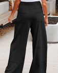 Mineral Wash Reverse Seam Drawstring Elastic Waist Pants