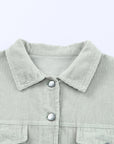 Solid Corduroy Raw Hem Cropped Jacket