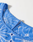 Eyelet Flower Embroidery Frilled Puff Sleeve Blouse
