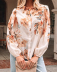 Floral Puff Sleeve Collared Shirt