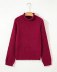 Solid Popcorn Knit Mock Neck Sweater