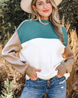 Colorblock Ribbed Knit Long Sleeve Sweater