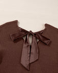 Bow Back Lantern Sleeve V-Neck Sweater