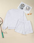 Plus Size Bow Tie Embroidered Pullover and Shorts Set