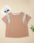 Plus Size Leopard Colorblock Patchwork Tee