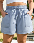 Kimberly Plus Size Drawstring High Waist Denim Shorts