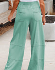Mineral Wash Reverse Seam Drawstring Elastic Waist Pants