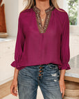 Deborah Flounced Bracelet Sleeve Blouse