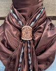 35X35" Solid Brown Wild Rag / Scarf - Leather Slide and Bolo Tie