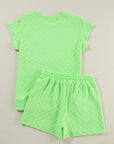 Checker Textured Tee and Drawstring Shorts