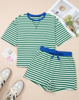 Stripe Terry Knit Top & Shorts Set