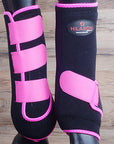 Black Pink Medium HILASON Horse Medicine Sports Boots Rear Hind Leg