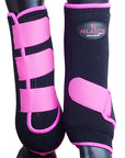 Black Pink Medium HILASON Horse Medicine Sports Boots Rear Hind Leg