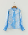 Floral Ruffle Collar Puff Long Sleeve Blouse