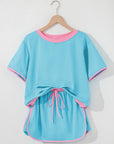 Colorblock Short Sleeve T-Shirt and Skort Set