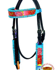Hilason Western Horse Headstall Bridle American Leather Hand Painted Rose