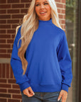 Solid Mock Neck Oversized Sweatshirt