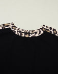 Plus Size Leopard Patchwork Shift T-Shirt Dress