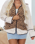 Leopard Star Patchwork Open Front Hooded Jacket