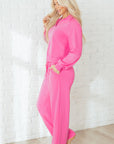 Solid Collared Top and Central Seam Pants Set