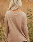 Colorblock Waffle Textured Henley Top