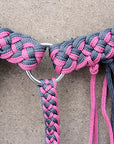 Hilason Horse Braided Cord Breastcollar Fringes Black Pink