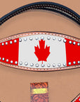 HILASON Western Horse Headstall & Breast Collar American Leather Canadian Flag | Tack Set for Horses
